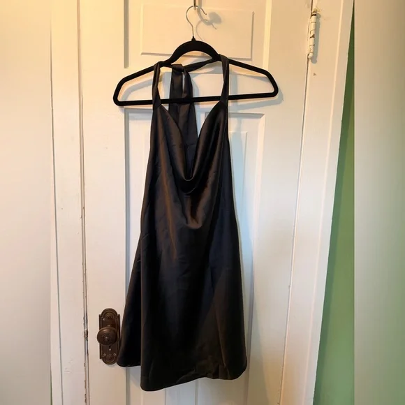 Cantonwalker Chic Black Satin Mini Dress - Picture 3 of 7